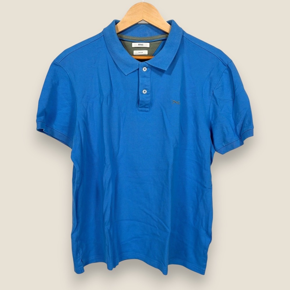 Brax Hi-Flex Polo Shirt Men Size XXL Blue Short Sleeve Cotton Stretch Casual